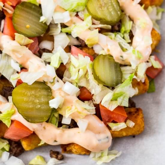Big Mac Tater Tot Nachos - Recipe photo by thegirlonbloor