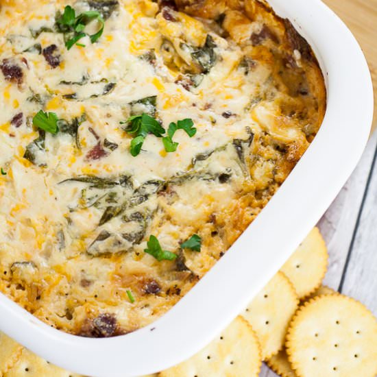 Warm Cheesy Bacon Spinach Dip - Recipe photo by thegraciouswife