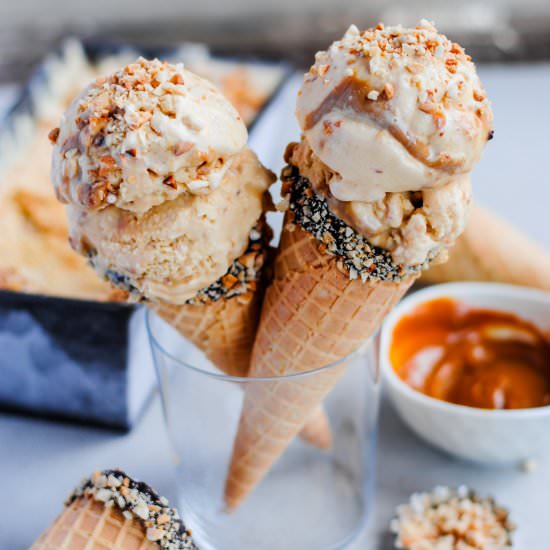 Dulce De Leche & Peanut Ice Cream - Recipe photo by The Hungry Cook