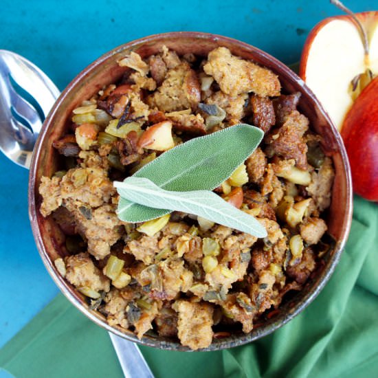 Veggie Stuffing With Apple and Sage - Recipe photo by spill the greens