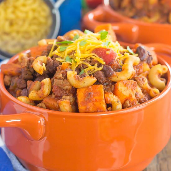 Sweet Potato Chili Pasta - Recipe photo by pumpkinnspice