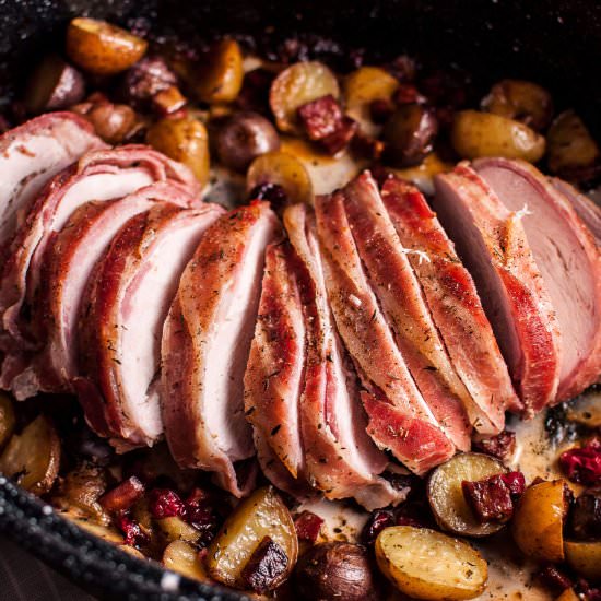 Bacon Wrapped Turkey Breast - Recipe photo by saltandlavender