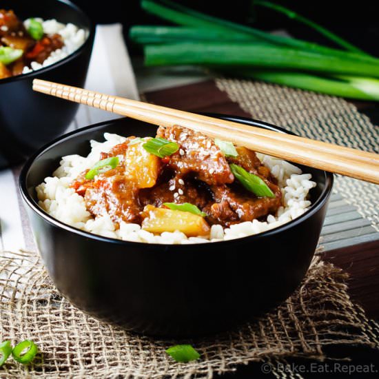 Spicy Mongolian Beef with Pineapple - Recipe photo by bake.eat.repeat.