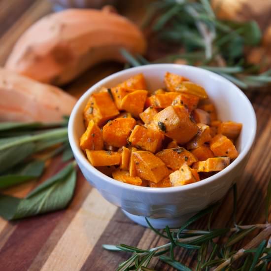 Sage Brown Butter Sweet Potatoes - Recipe photo by the pescetarian and the pig