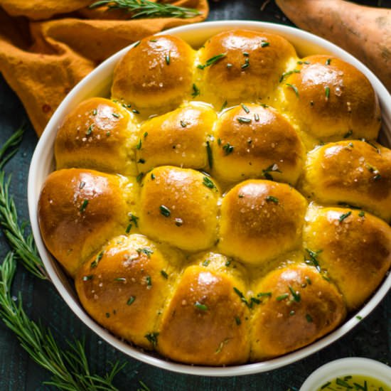 Rosemary Sweet Potato Rolls - Recipe photo by MorganHosttheToast