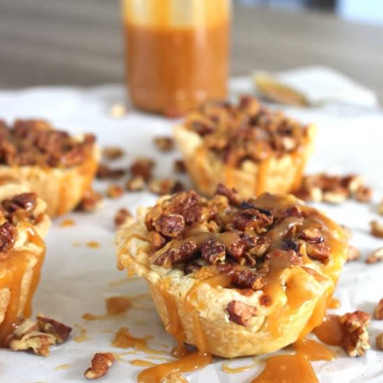 Mini Caramel Pumpkin Pecan Pies - Recipe photo by SweetiePieAndCupcakes