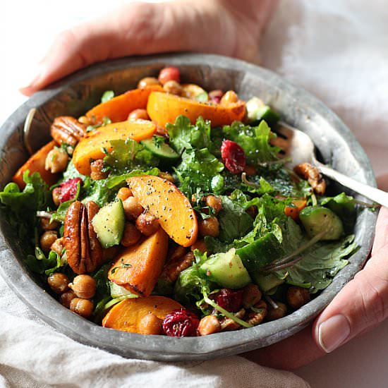 KALE SALAD WITH CHICKPEAS, CRANBERR - Recipe photo by Delightful Mom Food