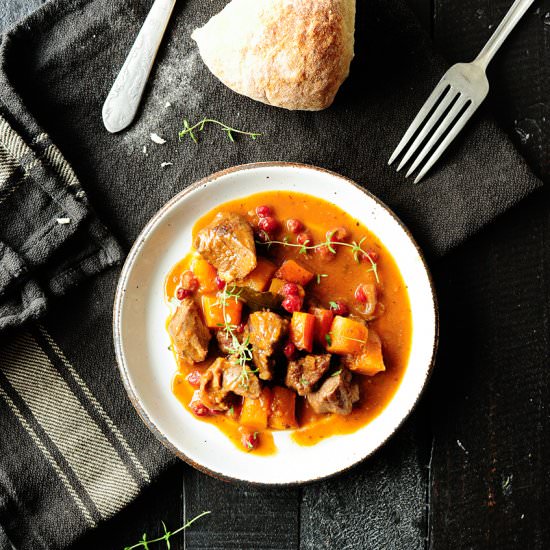 Slow-cooked lamb with beer - Recipe photo by servingdumplings