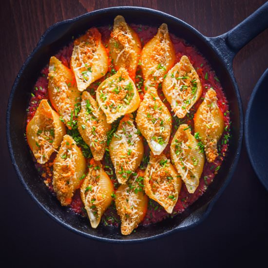Skillet Stuffed Pasta Shells - Recipe photo by Brian Jones
