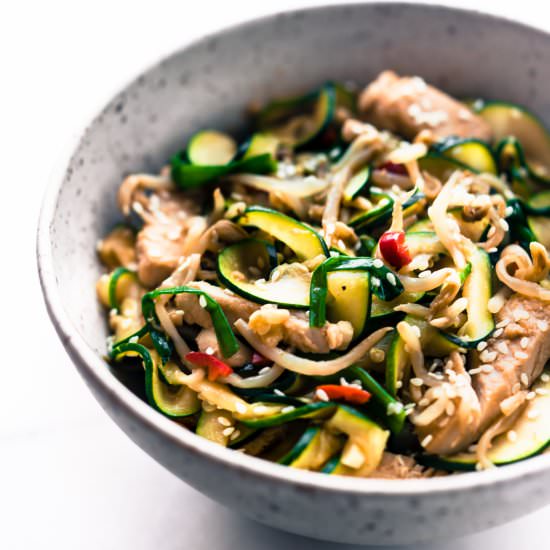 Turkey Chow Fun Tamari Zoodles - Recipe photo by Cotter Crunch