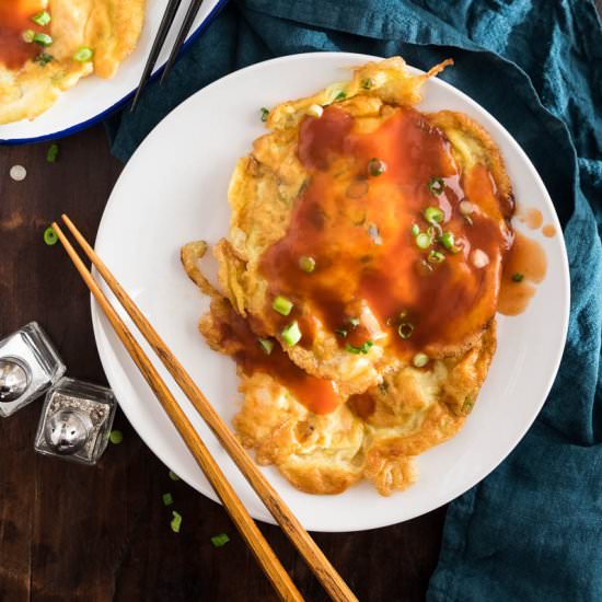 Shrimp Egg Foo Young (鲜虾芙蓉蛋) - Recipe photo by omnivorescookbook