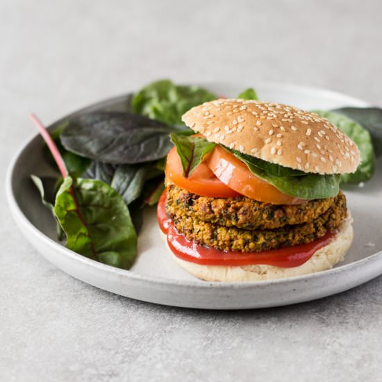 Millet, Kale & Yam Burgers - Recipe photo by thefullhelping