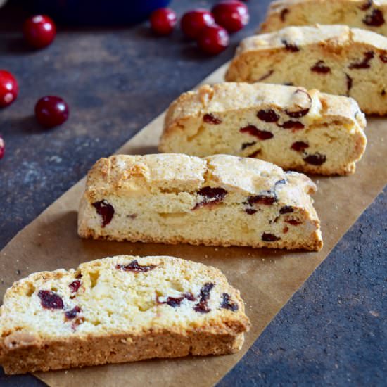 White Chocolate Cranberry Biscotti - Recipe photo by BakingWithDan