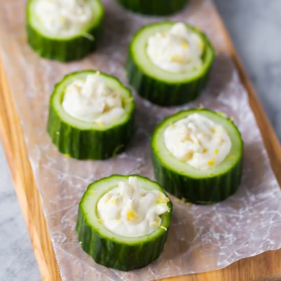 Artichoke Asiago Cucumber Cups - Recipe photo by sweetpeasandsaffron