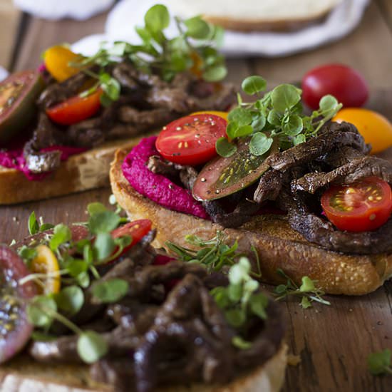 Beef + Beetroot Hummus Sandwich - Recipe photo by Aninas Recipes