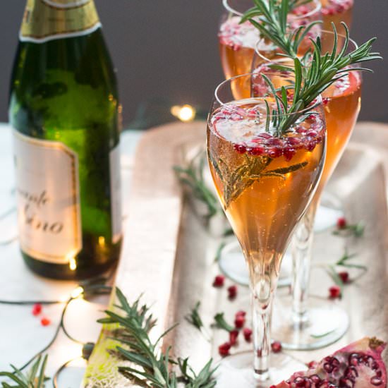 Champagne Pomegranate Spritzers - Recipe photo by thegirlonbloor