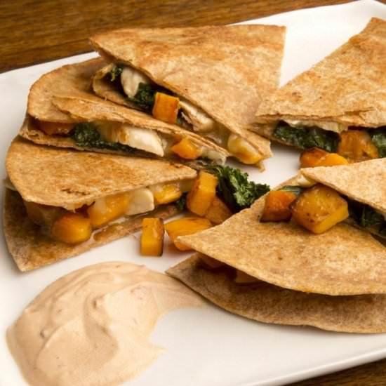 turkey, pumpkin & kale quesadilla - Recipe photo by CookForYourLife