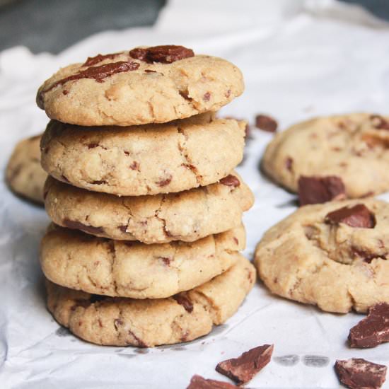 Chocolate Chunk Cookies (Eggless) - Recipe photo by The Desserted Girl