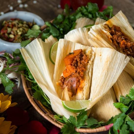 Pumpkin & Chorizo Tamales - Recipe photo by TacoBoutFood