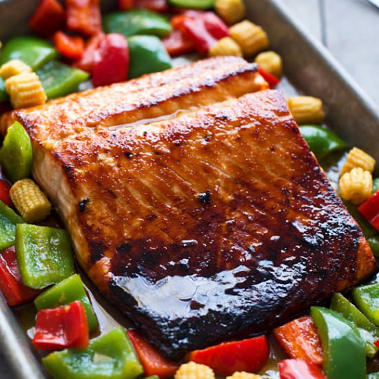 Sweet & Sour Baked Salmon - Recipe photo by cookingforkeeps