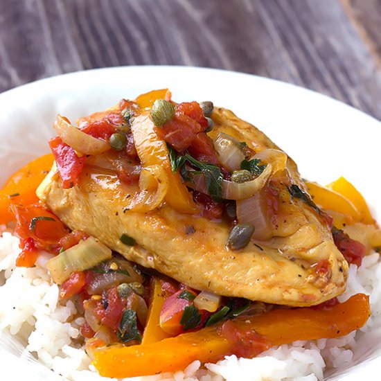 Chicken Caper Bell Pepper Sauce - Recipe photo by The Wholesome Dish