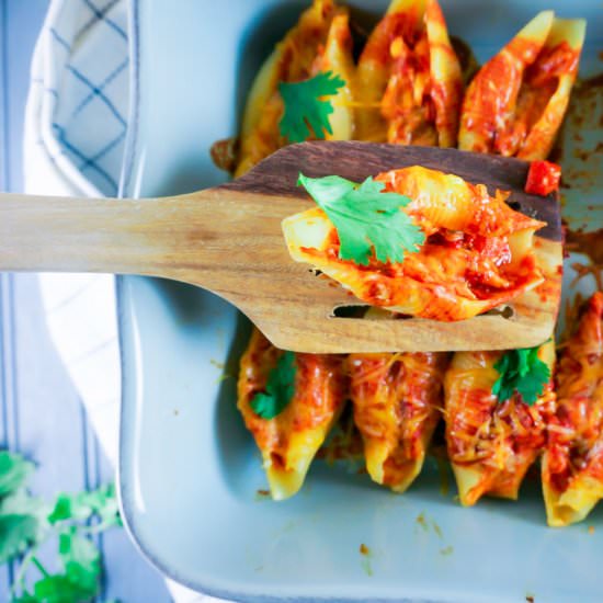 Enchilada pasta Shells - Recipe photo by loveandrisotto
