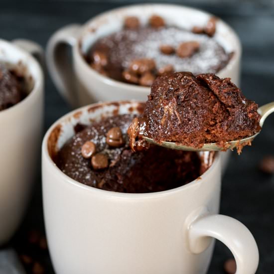 Chocolate Caramel Mug Cake - Recipe photo by KitchenSanctuary