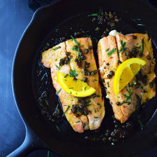 Trout with Capers, Orange & Butter - Recipe photo by Kitchen Swagger