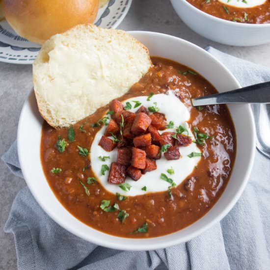 Spicy Chorizo Bean Soup - Recipe photo by kirstywats