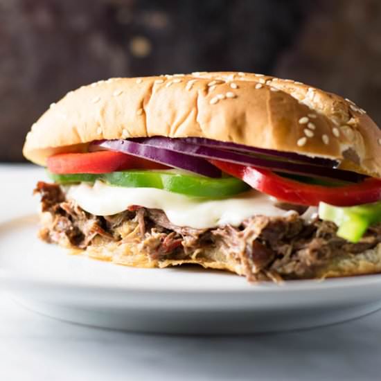 Shredded Beef Sandwiches - Recipe photo by Girl Gone Gourmet