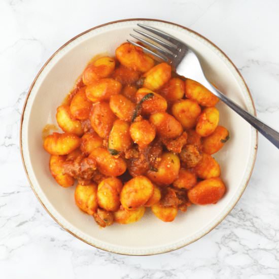 Gnocchi with tomato & 'Nduja - Recipe photo by Inside the rustic kitchen