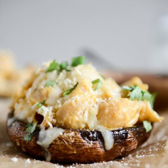 mac + cheese stuffed portobellos - Recipe photo by HowSweetEats
