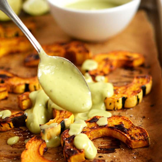 Curry Delicata with Avocado Sauce - Recipe photo by Simply to Thrive