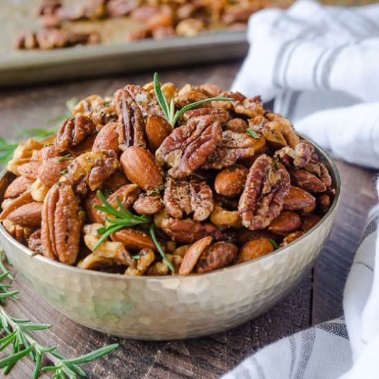 Spicy Maple Rosemary Roasted Nuts - Recipe photo by flavorthemoments