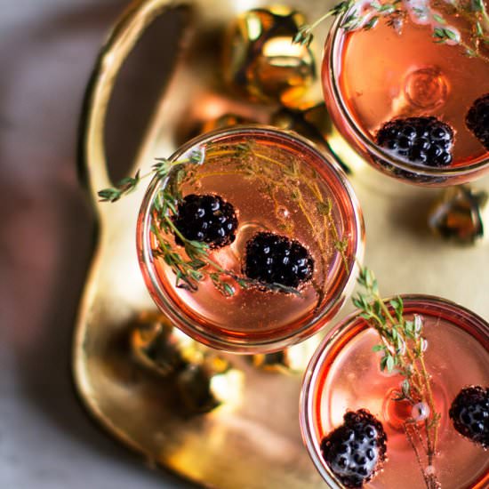 Blackberry Thyme Champagne Cocktail - Recipe photo by Stiers Aesthetic