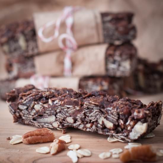 Dark Chocolate Pecan Granola Bars - Recipe photo by photosandfood