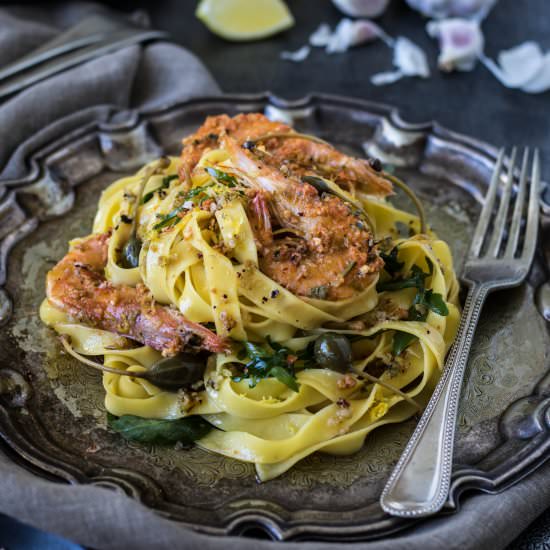 Prawn tagliatelle with chilli & lem - Recipe photo by thesecretlifeofbee