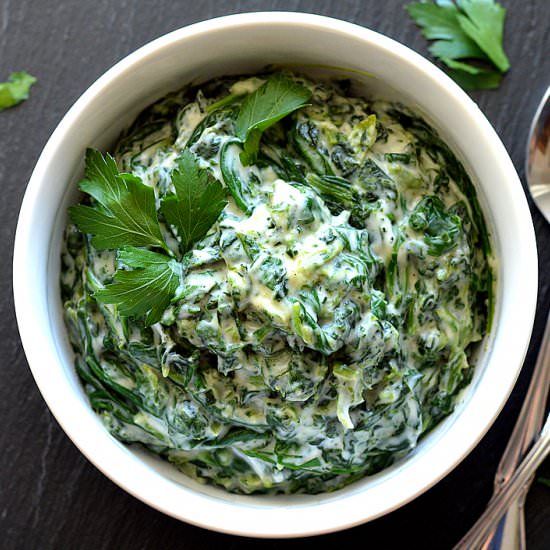 Vegan Creamed Spinach - Recipe photo by TheVegLife