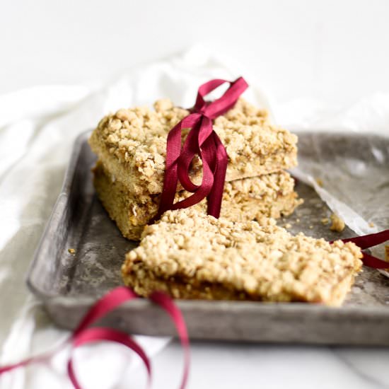 Pumpkin Caramel Oatmeal Bars - Recipe photo by BoxwoodAvenue