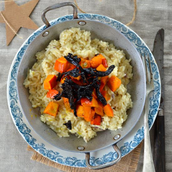 Roasted Squash and Mushroom Risotto - Recipe photo by tangerinezest