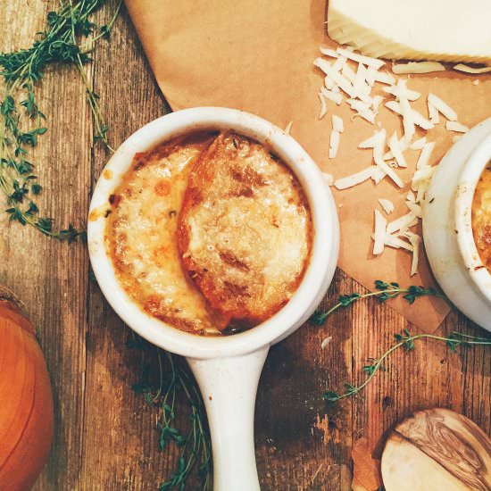French Onion Soup with Gruyere - Recipe photo by ahintofwine.com