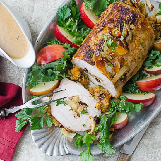 Cherry Apple Stuffed Pork Loin - Recipe photo by garlic and zest