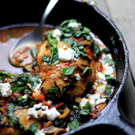 Red Pepper Skillet Chicken & Goat Cheese - Recipe photo by My PCOS Kitchen
