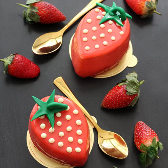 Strawberry Shaped Mousse Cakes - Recipe photo by The_Cookie_Fairy