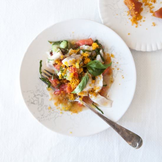 Marinated Seabass with Bottarga - Recipe photo by shebets_blog