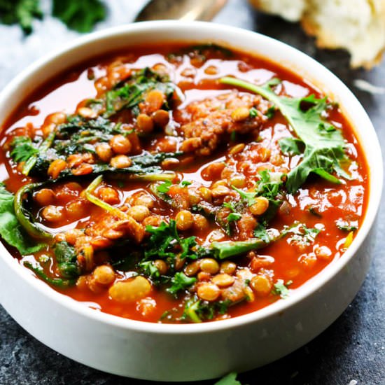 Hearty Sausage, Kale & Lentil Soup - Recipe photo by platingsandpairings