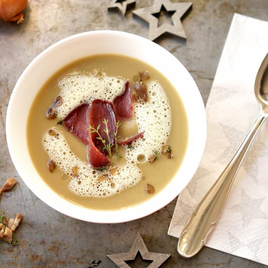 Chestnut Soup with Smoked Wild Duck - Recipe photo by Narins World of Taste