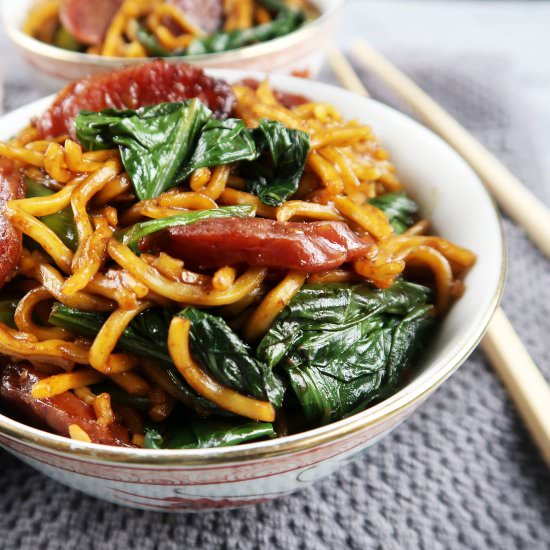 Chow Mein with Sausage and Gai Lan - Recipe photo by Yay For Food