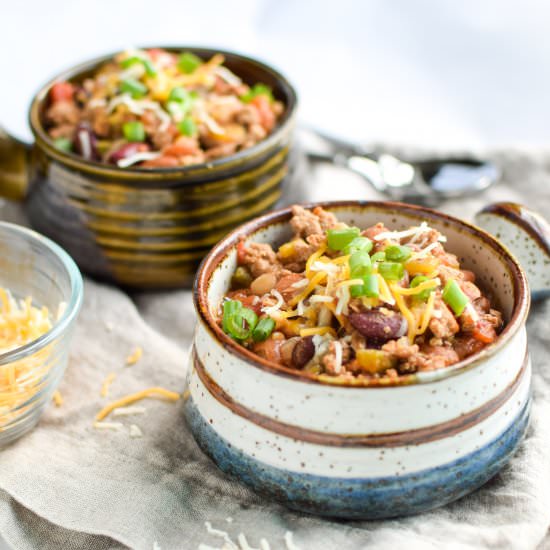 Slow Cooker 4-Bean Turkey Chili - Recipe photo by projectmealplan
