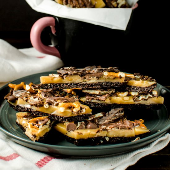 Brownie and Toffee Brittle Bark - Recipe photo by The Flavor Bender